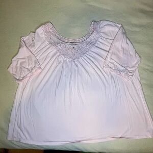 pale pink elbow length sleeve swing tee